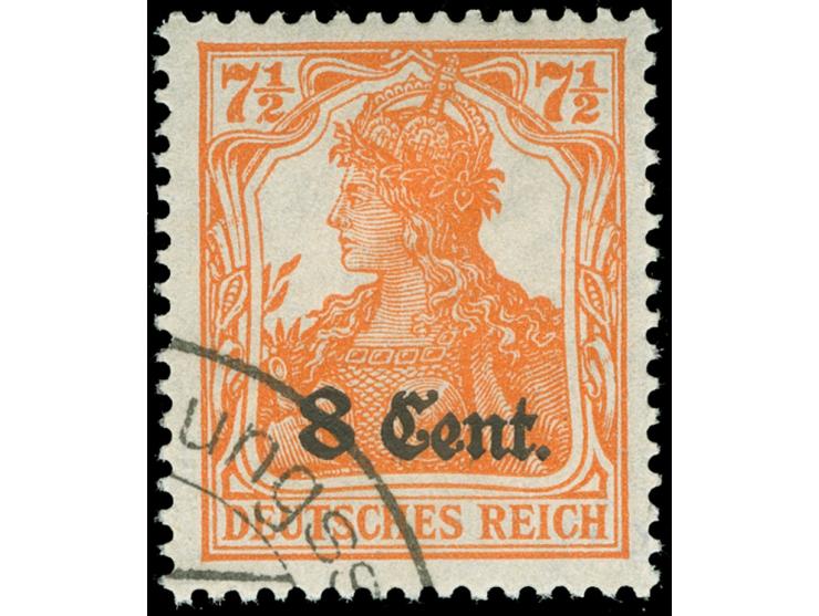 1916, Germania 7 ½ Pfg. dunkelrötlichorange, mit Zwischenraum-Abstand 1,2 mm, gestempelt, tadellos, sign. Hey BPP&nbsp;