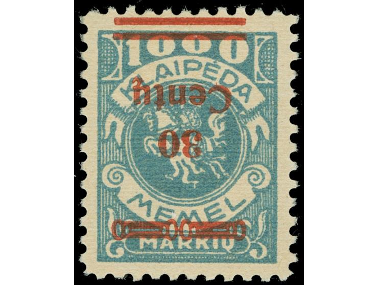 1923, 30 C. auf 1000 M. grünlichblau, kopfstehender Aufdruck in Type I, sauber ungebraucht, tadellos, sign. u. a. Richter, Fo
