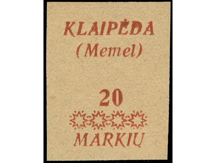 1923, 20 M., Andruckprobe nur des Aufdrucks auf bräunlichem Papier vor Druckbeginn der eigentlichen Ausgabe, Aufdruckfeld 82,