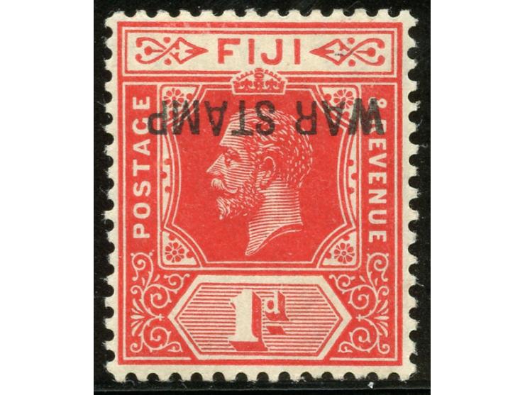 1915, George V, 1 d. carmine, variety ‘overprint inverted’, unused, good perforation, fine. Certificate Pinchot. (SG £600).

