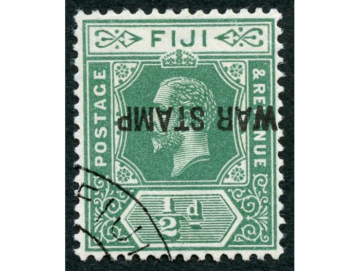 1915, George V, ½ d. green, variety ‘overprint inverted’, used with part cancelation, good perforation, fine. Certificate Pin