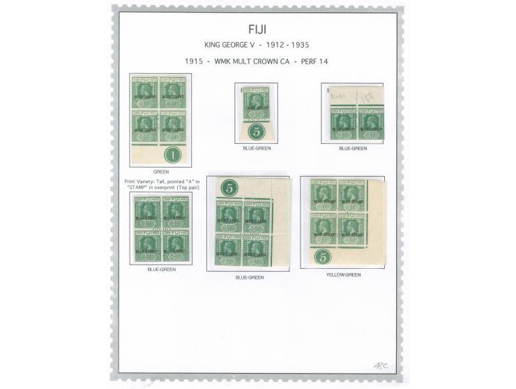 1915-19, George V War Tax Specialized Balance: collection on 14 album pages (SG no.138-139), many dozens of stamps, with vari