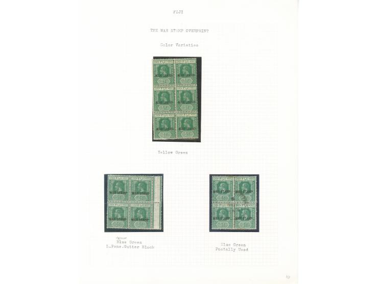 1915-19, George V War Tax Specialized Balance: collection on 14 album pages (SG no.138-139), many dozens of stamps, with vari
