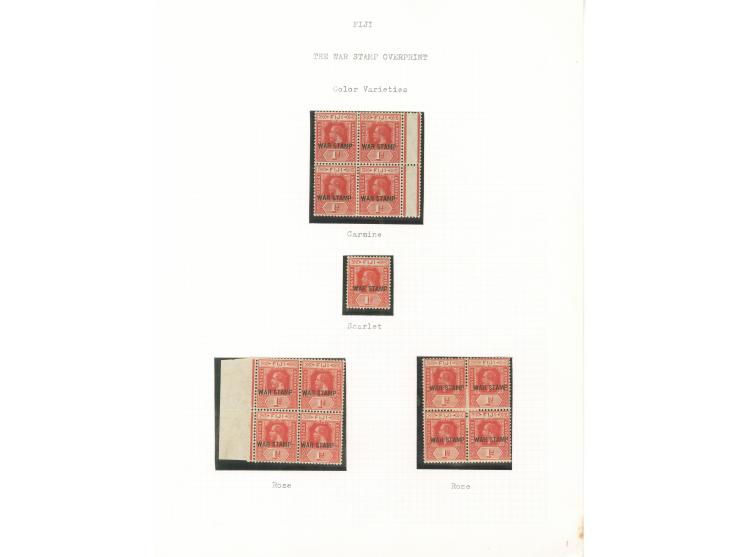 1915-19, George V War Tax Specialized Balance: collection on 14 album pages (SG no.138-139), many dozens of stamps, with vari