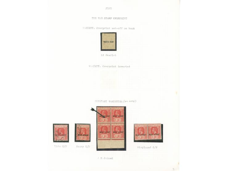 1915-19, George V War Tax Specialized Balance: collection on 14 album pages (SG no.138-139), many dozens of stamps, with vari