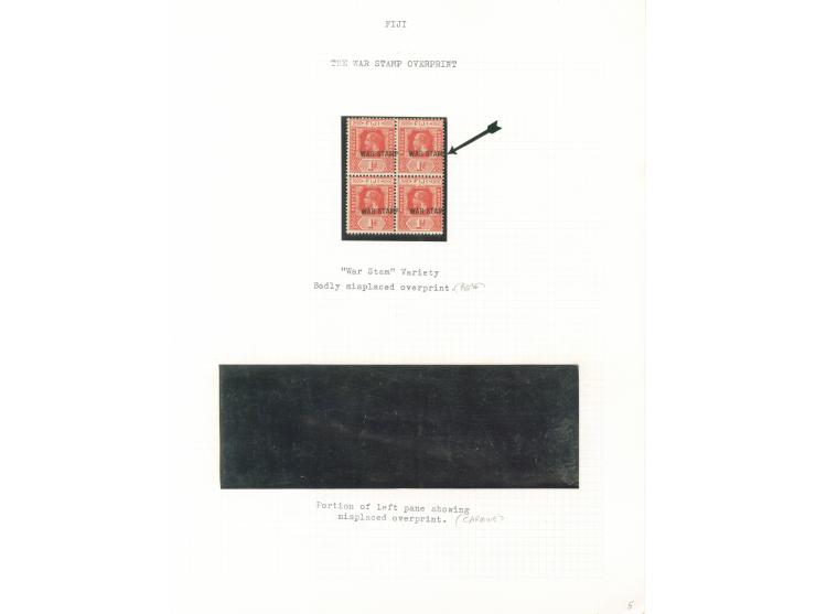 1915-19, George V War Tax Specialized Balance: collection on 14 album pages (SG no.138-139), many dozens of stamps, with vari