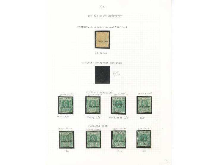 1915-19, George V War Tax Specialized Balance: collection on 14 album pages (SG no.138-139), many dozens of stamps, with vari