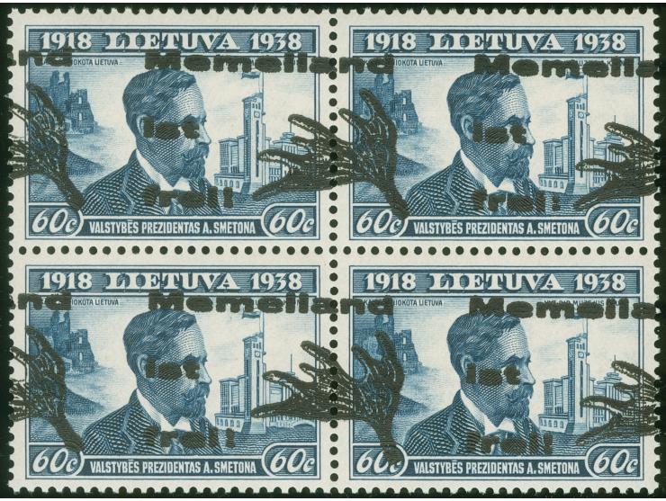 1939, 60 C. schwarzgraublau, Viererblock mit verschobenem Aufdruck, postfrisch, tadellos&nbsp;