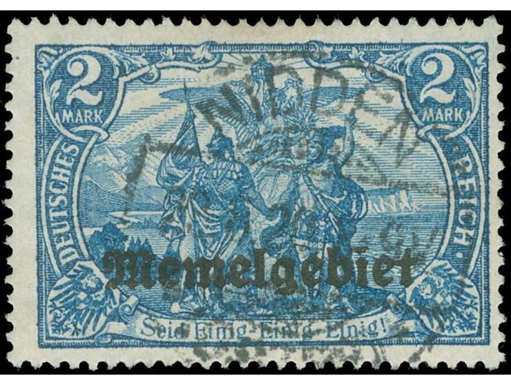 1920, Germania 2 M. dunkelkobaltblau, mit Plattenfehler “Krone links beschädigt sowie kleiner waagerechter Strich im E vom zw