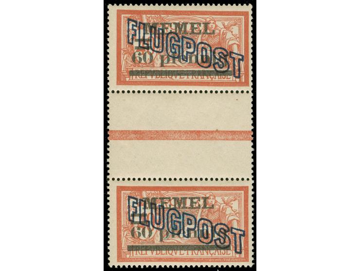 1921, Flugpostmarken 60 pf. auf 40 C. graurot/türkisgrau, senkrechtes Zwischenstegpaar, postfrisch, leicht angefaltet, sonst 