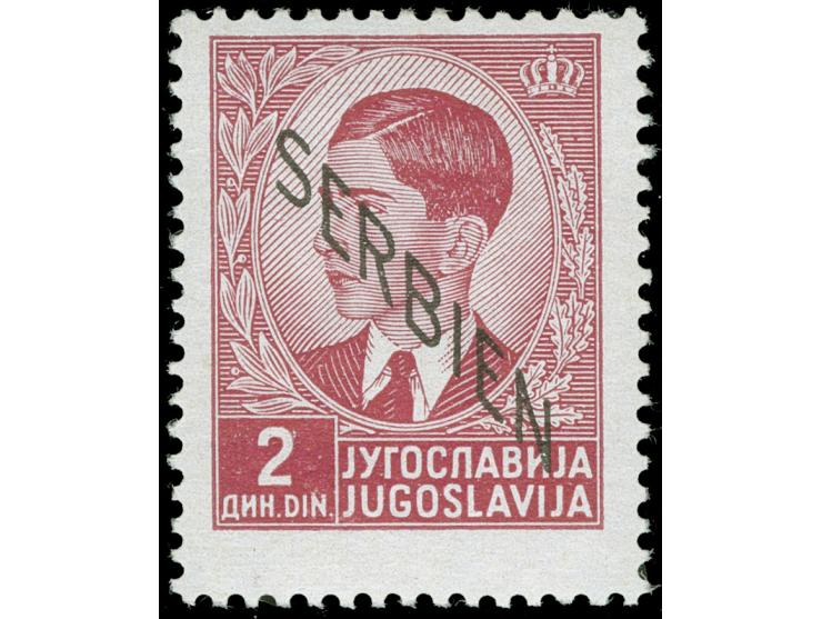1941, Freimarke 2 Din. karminrot, ohne Netzüberdruck, postfrisch, tadellos, seltene Marke, sign. Krischke und Fotoattest Kley