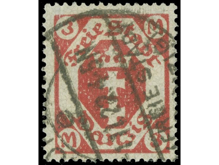 1922, Kleines Staatswappen 3 M. karminrot, sauber und zeitgerecht entwertet “ZOPPOT e -1.11.22”, tadellos, mit zeitgerechter 