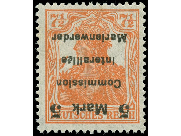 1920, Germania 5 M. auf 7 ½ Pfg. rötlichorange, Aufdruck Type BIa, kopfstehender Aufdruck, postfrisch, tadellos, sign. Klein 