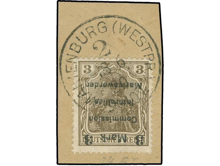 1920, Germania 3 M. auf 3 Pfg. dunkelorangebraun, Aufdruck Type BIa, kopfstehender Aufdruck, sauber gestempelt “MARIENBURG (W