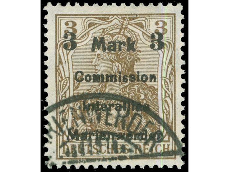 1920, Germania 3 M. auf 3 Pfg. dunkelorangebraun, Aufdruck Type BIbs, gestempelt, tadellos, sign. Klein BPP