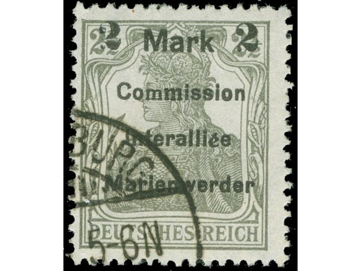 1920, Germania 2 M. auf 2 ½ Pfg. dunkelolivgrau, Aufdruck Type AIam, gestempelt, tadellos, sign. Klein BPP