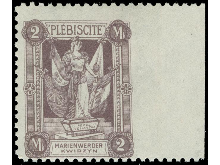 1920, 2. Mailänder Ausgabe 2 M. schwärzlichbraunviolett, rechtes Seitenrandstück, dort ungezähnt, postfrisch, tadellos, sign.