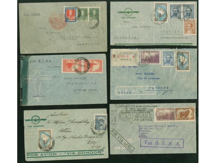 1928/1960, 40 air mail covers, first flights and FDC, aerea postal stationery, many via Condor and L.A.T.I., B.S.A.A., includ
