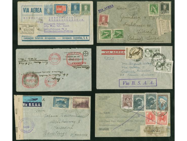 1928/1960, 40 air mail covers, first flights and FDC, aerea postal stationery, many via Condor and L.A.T.I., B.S.A.A., includ