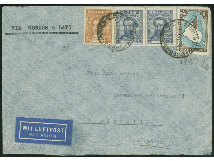 1928/1960, 40 air mail covers, first flights and FDC, aerea postal stationery, many via Condor and L.A.T.I., B.S.A.A., includ