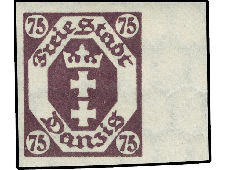 1922, Kleines Staatswappen 75 Pfg., ungezähnt, rechtes Seitenrandstück, postfrisch, tadellos, unsigniert