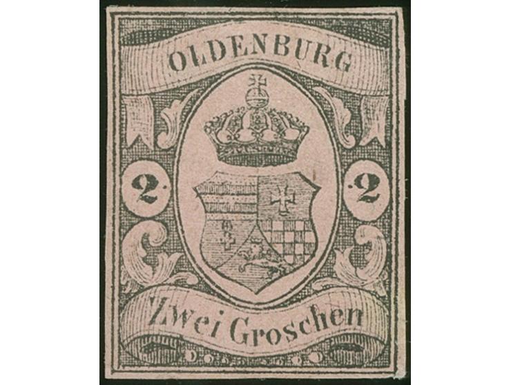 1859/61, 2 Gr. auf mattrötlichkarmin, farbfrisch und allseits vollrandig, ungebraucht ohne Gummi, kleine helle Stelle, ansons
