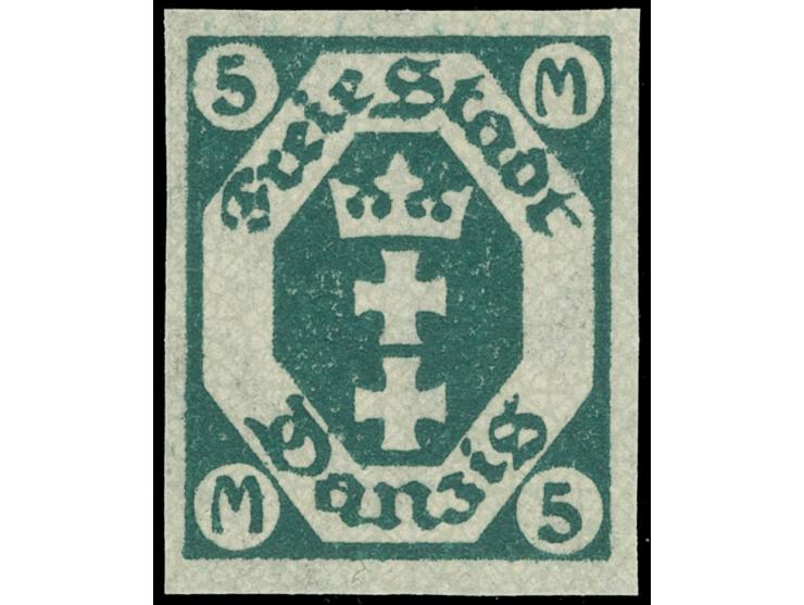 1922, Kleines Staatswappen 5 M. schwärzlichopalgrün, ungezähnt, postfrisch, tadellos, sign. Richter&nbsp;