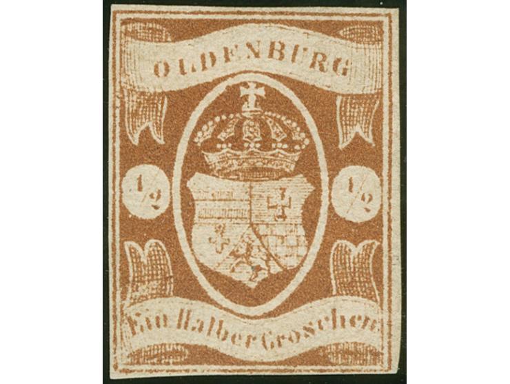 1861, ½ Gr. orangebraun, farbfrisch, allseits vollrandig, ungebraucht ohne Gummi, in einwandfreier Erhaltung, sign. Bühler un