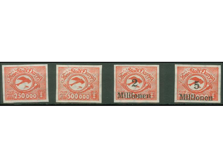 1923, Flugpost 250000 M. - 5 Mio. auf 50000 M., ungezähnt, postfrisch, tadellos, sign. u. a. Richter