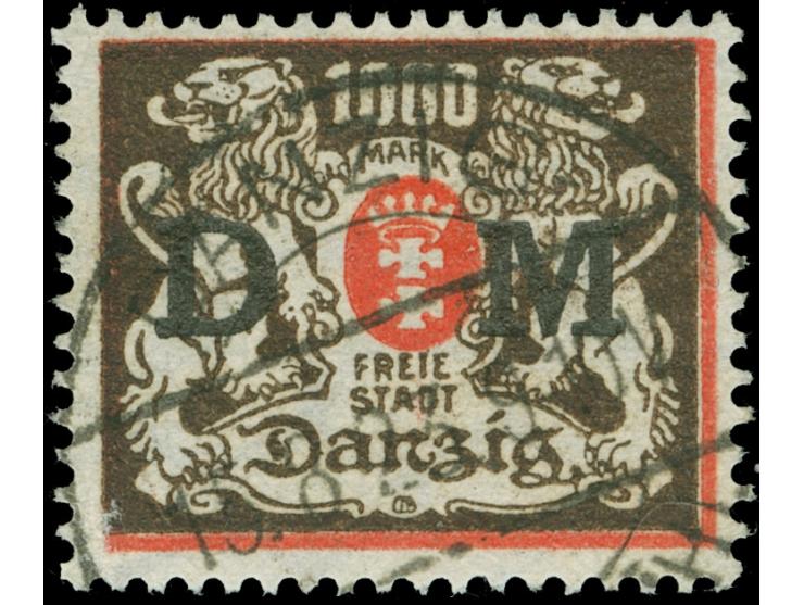 1923, Großes Staatswappen 1000 M., ohne Rosettenunterdruck, sauber und zeitgerecht gestempelt “DANZIG 15.8.23”, tadellos, sig