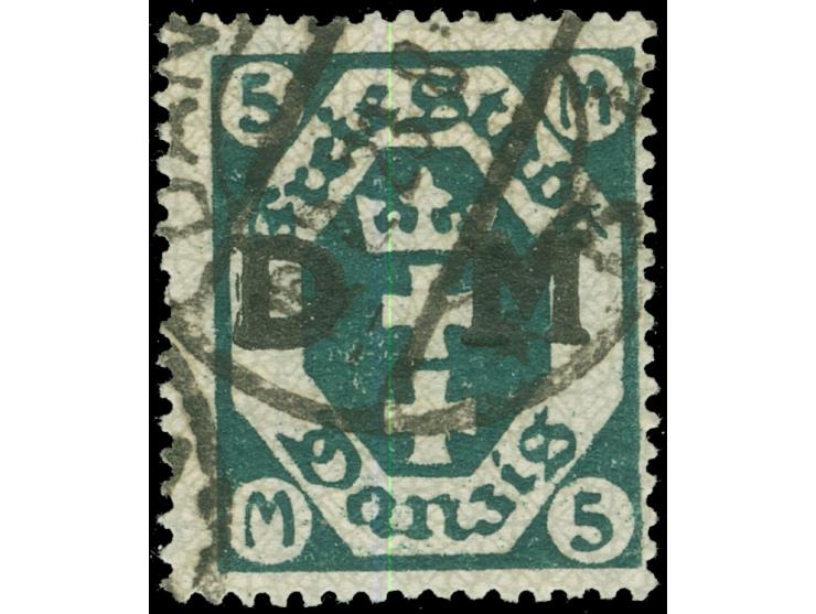 1922, Kleines Staatswappen 5 M., liegendes Wasserzeichen, zeitgerecht gestempelt, tadellos, sign. Oechsner BPP&nbsp;
