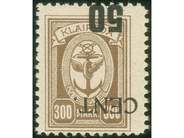 1923, Angliederung des Memellandes an Litauen 50 C. auf 300 M., kopfstehender Aufdruck, postfrisch, tadellos, sign. Ing. Beck
