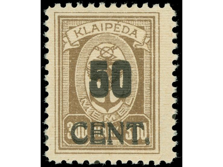 1923, Angliederung des Memellandes an Litauen 50 C. auf 300 M., doppelter, gleichstarker Aufdruck, postfrisch, tadellos, dopp