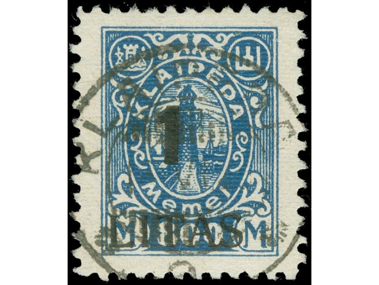 1923, Angliederung des Memellandes an Litauen 1 L. auf 800 M., weiter Abstand zwischen Wertziffer und Litas, sauber gestempel
