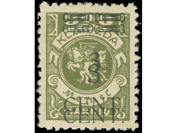 1923, Freimarke 3 C. auf 300 M. oliv, doppelter Aufdruck, sauber ungebraucht, tadellos, sign. Klein BPP