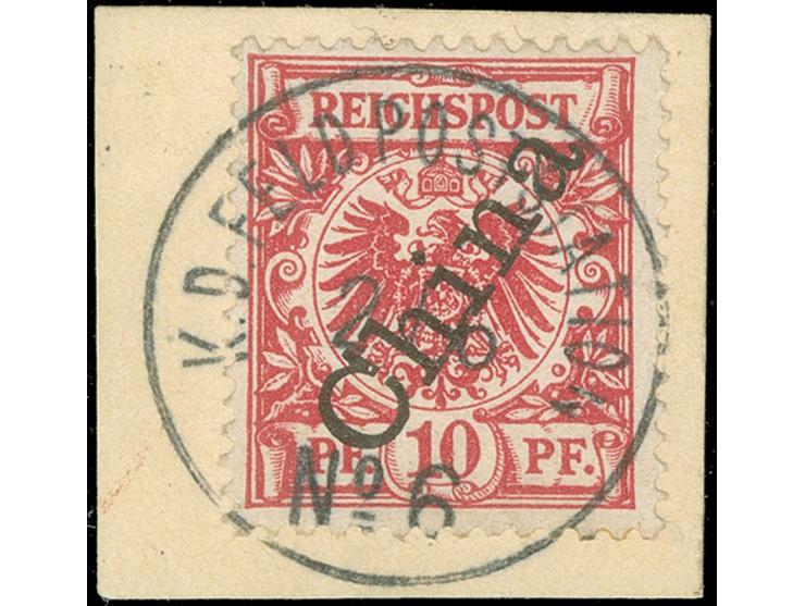 FELDPOST: "K.D.FELD-POSTSTATION No. 6 2/6”, EKr. sauber zentrisch auf 1898 Steilaufdruck 10 Pfg. auf Briefstück, einwandfrei,