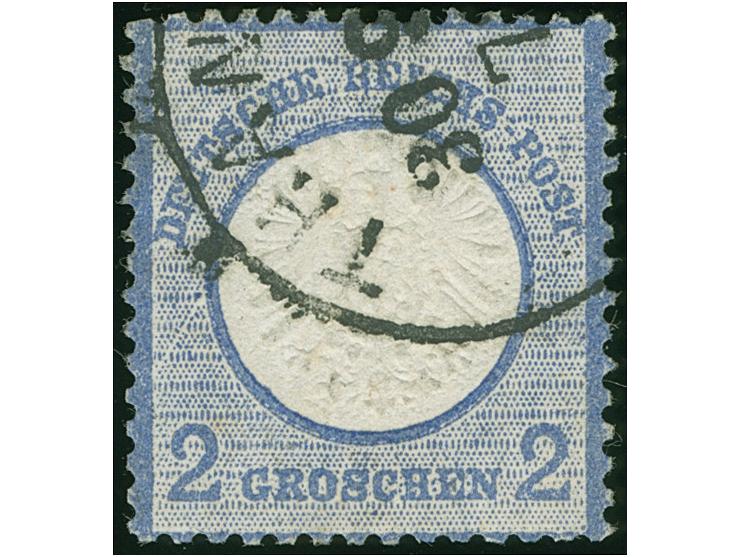 1872, 2 Gr. grauultramarin im kleinen Format L15 mit Plattenfehler “diagonaler heller Strich links durch die 9. bis 11. Stric
