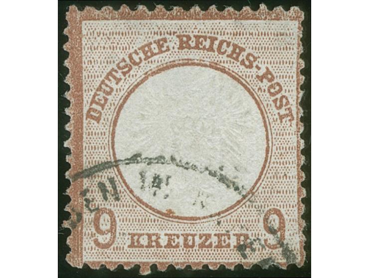 1872, 9 Kr. rotbraun im kleinen Format L15 mit Teilstempel “BADEN IN BADEN F….”. Die farbfrische Marke ist deutlich geprägt, 