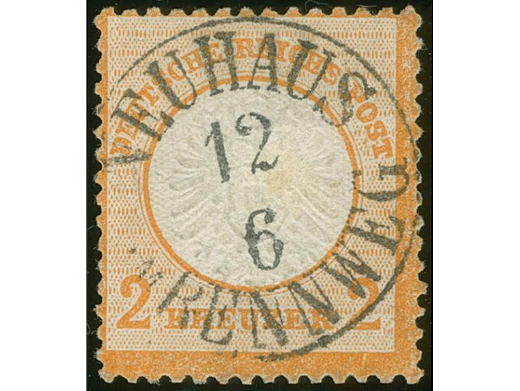 1872, 2 Kr. orange mit klarem und zentrischen EKr. “NEUHAUS AM RENNWEG 13.6.”. Die farbfrische Marke mit leichter Tönung im P