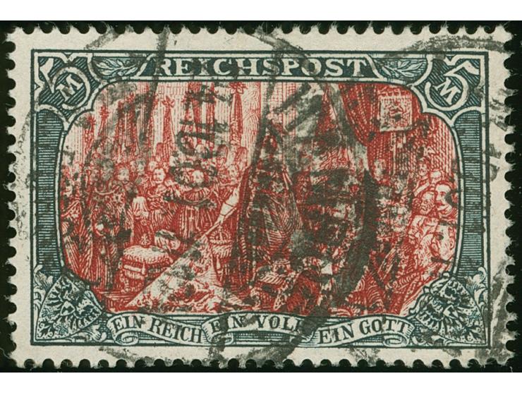 1900, Reichspost 5 M., Type II mit Plattenfehler “C in REICHSPOST oben rechts gebrochen” (Feld 10), mit Stempel “HAMBURG 24.1