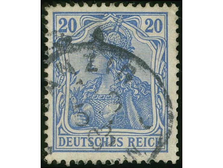 1902, Germania 20 Pfg. graublau, farbfrisch mit Teilstempel “DANZIG 5.9.03”, kleine Zahnfehler, ansonsten in einwandfreier Er