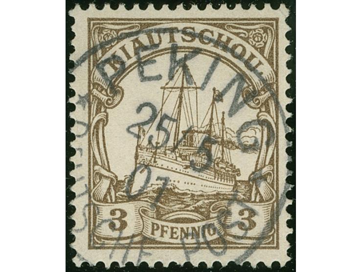 Petschili-Ausgaben: 1901, Kiautschou Kaiseryacht 3 Pfg. mit Stempel “PEKING DP 25/5 01”, winziger Eckzahnbug, sonst einwandfr