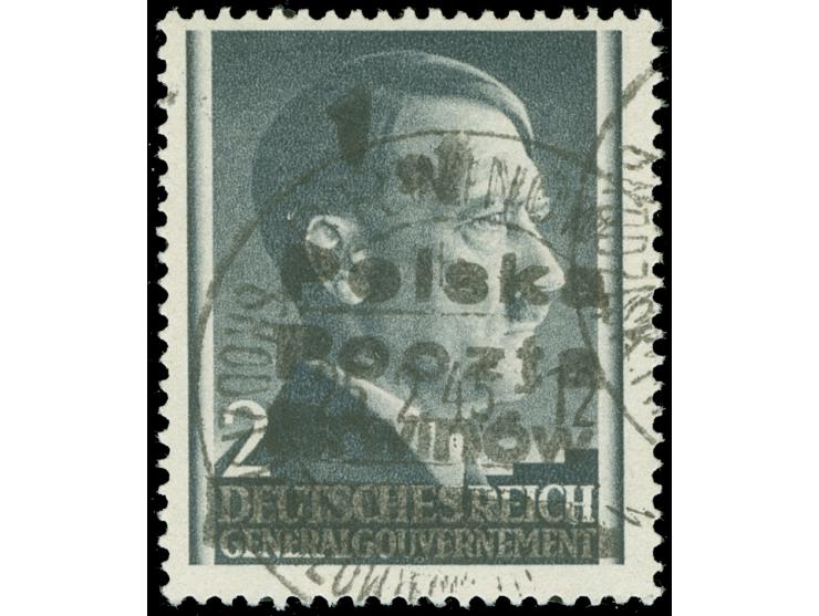 1945, 1 Zl. auf 2 Gr. schwarztürkisgrau, sauber gestempelt, tadellos, sign. Krawzcyk