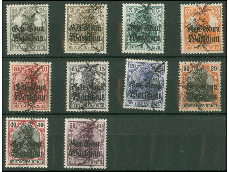 1918/19, Germania 2 Pfg. - 60 Pfg., Aufdrucktype II Blumenornament, zehn Werte, sauber ungebraucht, tadellos ,sign. Jungjohan