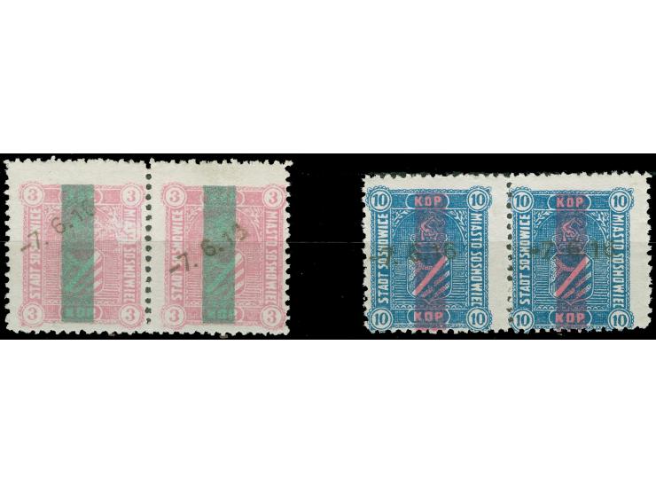 1916, Bestellmarken 3 K. und 10 K., je im waagerechten Paar, sauber gestempelt “-7.6.16”, tadellos, sign. Falkowski
