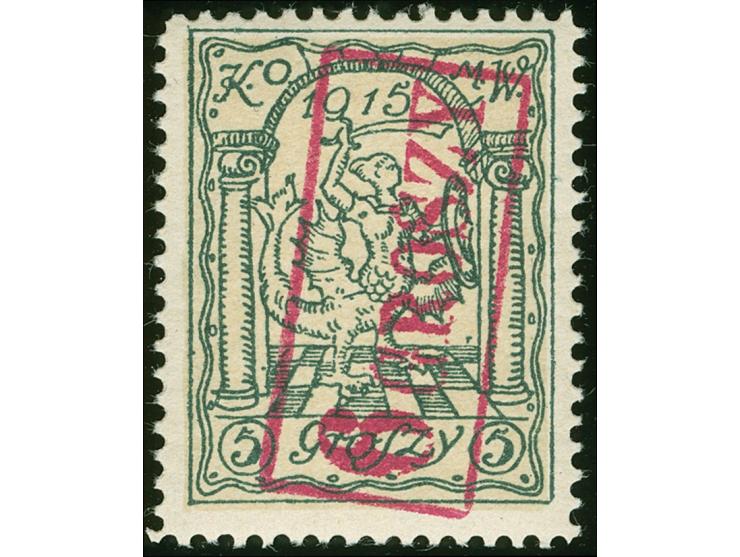 1915, Stadtpostmarke 6 Gr. auf 5 Gr., Probedruck auf Versuchsauflage mit mittelgraugelbem Unterdruck, postfrisch, tadellos, s