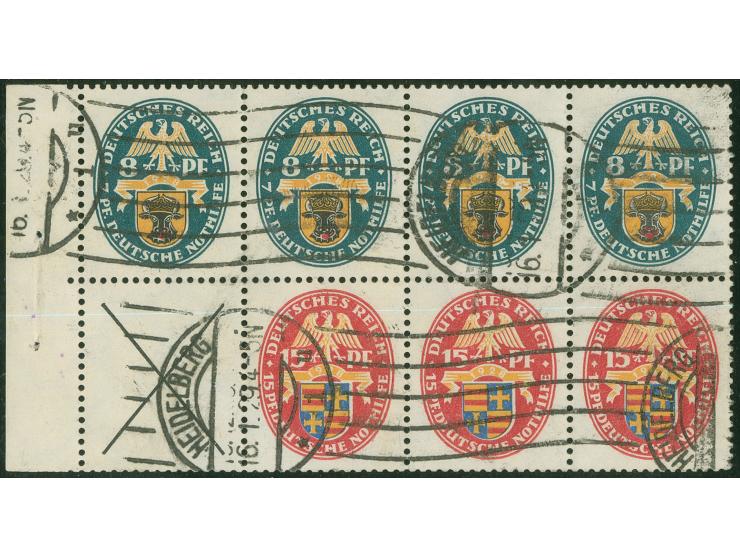 1928, Nothilfe Heftchenblatt mit Andreaskreuz, typische Heftchenblattzähnung, sauber gestempelt "HEIDELBERG 16.1.29”, schwach
