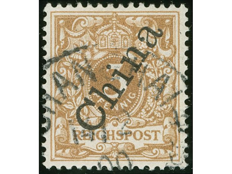 1898, Steilaufdruck 3 Pfg. hellocker, farbfrisch und sehr gut gezähnt, sauber gestempelt "SHANGHAI 14/2 00", tadellos, Fotoat