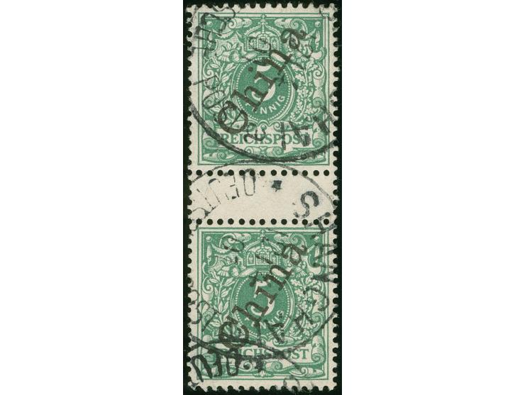 1898, Steilaufdruck 5 Pfg. lebhaftopalgrün, senkrechtes Zwischenstegpaar, sauber gestempelt “SHANGHAI 12/4 01”, tadellos, Kur