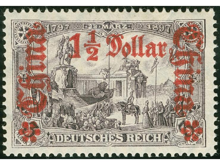 1906/19, Germania mit Wz. Friedensdruck 1 ½ D. auf 3 M. schwärzlichviolett, postfrisch, tadellos, unsigniert, sign. R. Steuer